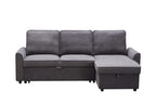 Tidyard MGEA Modern L-Shaped Sofa Bed with Chaise, Reversible Sectional with Pull-Out Bed & Storage, 4-Seater Linen Fabric Convertible Couch for Living Room, Dark Grey