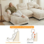 116" U Sectional Couches for Living Room, 3 Seater Modular Couch with 2 Ottoman, Cloud Sofa with Soft Chenille Fabric, High-Density Foam Cushion, Living Room Furniture, Beige