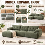 115" Boneless Modular Sectional Couch with Ottoman for Living Room