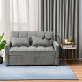 Velvet Loveseat Futon Sofa Couch Pullout Bed, 55.33" Love Seat Lounge Sofa Bed,Armrest with Three USB Ports, Two Side Pockets, Two Cup Holders and 360°Swivel Phone Holder for Living Room, Grey