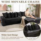 110.75'' Sleeper Sofa Bed King, Corduroy Modular Sectional Sofa, Black