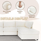 125" Chenille Modular Sectional Sofa Bed Hidden Storage, Convertible L U Shaped Sleeper Couch, 8 Seat Modern Modular Sectional Sofa with Removable Covers & Ottoman Chaise, for Living Room, Beige