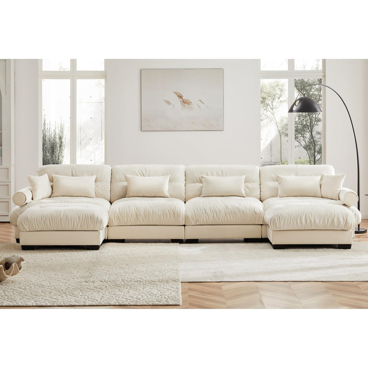 U Shaped Cloud Couches for Living Room Modular Sectional Sofa with Ottomans