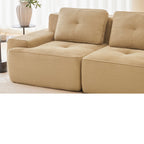 Tidyard 15? Modern U-Shaped Modular Sectional Sofa for Living Room, Corduroy Fabric 4-Seater Couch with Deep Seat & 2 Movable Ottomans, Pearl Piping, Tufted Design, No Assembly, Anti-Slip Base, Camel