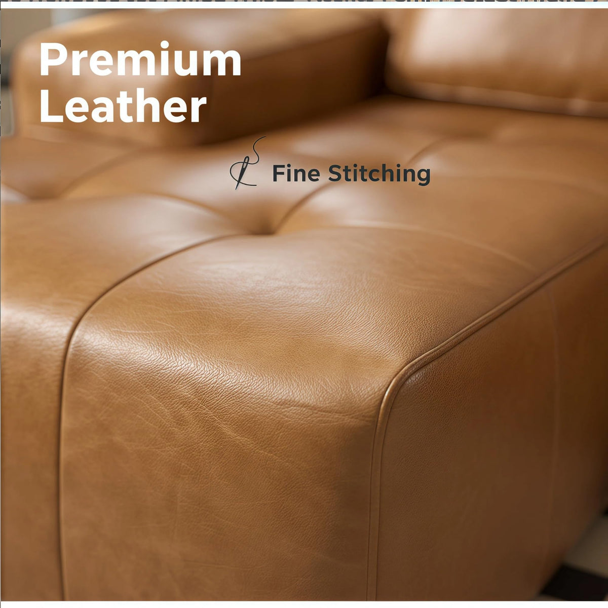 114" Brown Left Facing Sectional Couch with Chaise,Faux Leather Sectional Couch No Assembly Required,Boneless L Shaped Couch for Living Room