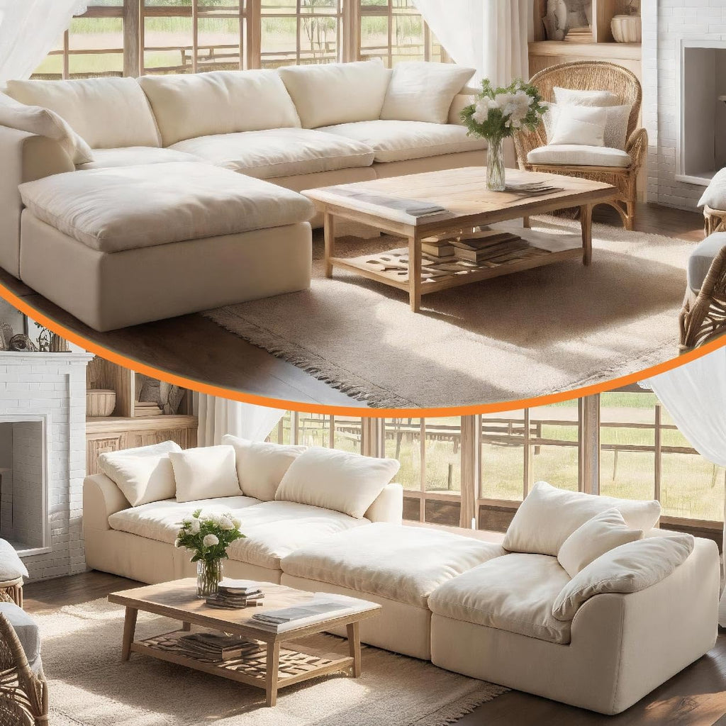 109" Modular Boneless Cloud Couch for Living Room, No Assembly Needed