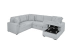 122 Inch Pull Out Couch, Rabbit Plush Fabric Sofa Bed with USB Ports, Oversized U Shape Sectional Sleeper Sofa Bed with Storage Chaise, Grey