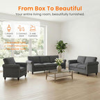 Living Room Sofa Sets 3 Piece, Modern 3 Seater Sofa and Loveseat Couch and Armchair Sets, Linen Fabric 3-Seat + 2-Seat Couch+ Single Accent Chair Furniture Sets