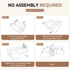126" L Shaped Boneless Couch, 4-Seat Modular Sectional Sofa with Ottoman, Teddy Fleece Upholstery, Deep Seat Cloud Couch, No Assembly Required,Brown