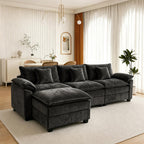 119" Cloud Couch Sectional, L Shaped Modular Sectional Sofa for Living Room, 3 Seater Sofa with 3 Removable Washable Pillows and 1 Ottoman, Light Gray