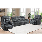 EBELLO 2 Piece Reclining Living Room Set, Soft Fabric Recliner Sofa Furniture Set, Included Power Lift Recliner Chair with Massage and Heat and 3 Seat Sofa, Dark Greenish-Grey