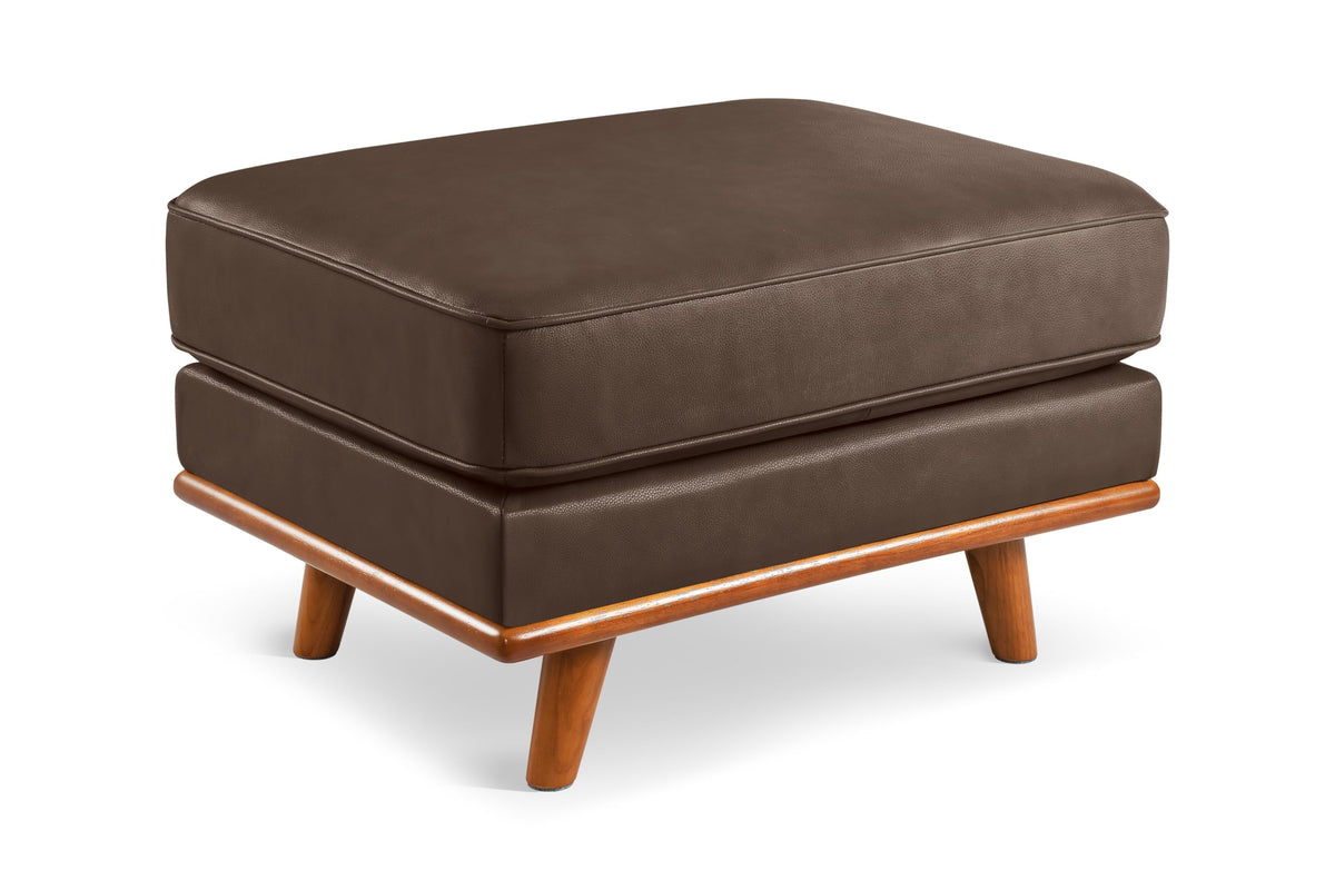 Valencia Artisan Full Leather Ottoman 31”| Full Italian Nappa 11000 Top-Grain Leather, Solid Alder Wood, Ultimate Comfort, Black