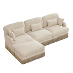 100" Leopard Print Chenille Modular Sectional Sofa with Tassels, L-Shaped Deep Seat Cloud Couch with Ottomans for Living Room, BGE-KHK