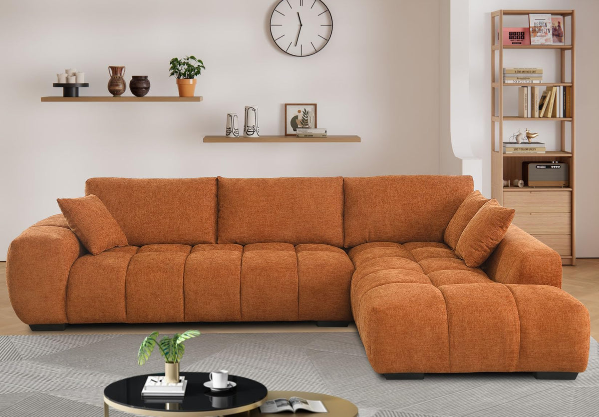 118-Inch Luxury Curved Sofa Modern Sectional Couch for Living Room Oversized L-Shaped Comfort Chenille Cloud Couch with Deep Seating for Family Gatherings,Daily Usage (Gray,Left Facing)
