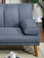 Tidyard Navy Polyfiber Adjustable Sofa with Solid Wood Legs, Contemporary Convertible Couch for Living Room, Includes Extra Cushion, 7? x 3? Chaise Not Included