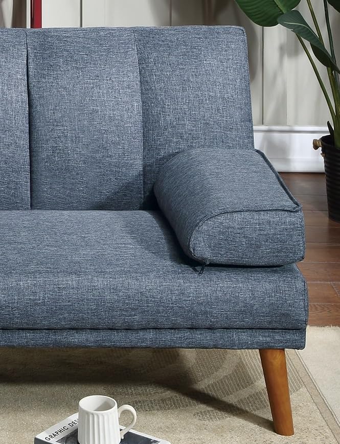 Tidyard Navy Polyfiber Adjustable Sofa with Solid Wood Legs, Contemporary Convertible Couch for Living Room, Includes Extra Cushion, 7? x 3? Chaise Not Included