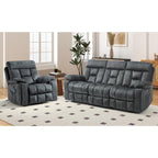 EBELLO 2 Piece Reclining Living Room Set, Soft Fabric Recliner Sofa Furniture Set, Included Power Lift Recliner Chair with Massage and Heat and 3 Seat Sofa, Dark Greenish-Grey
