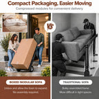 108" Boneless Cloud Couch, Modular L-Shaped Sectional with Ottoman, Beige