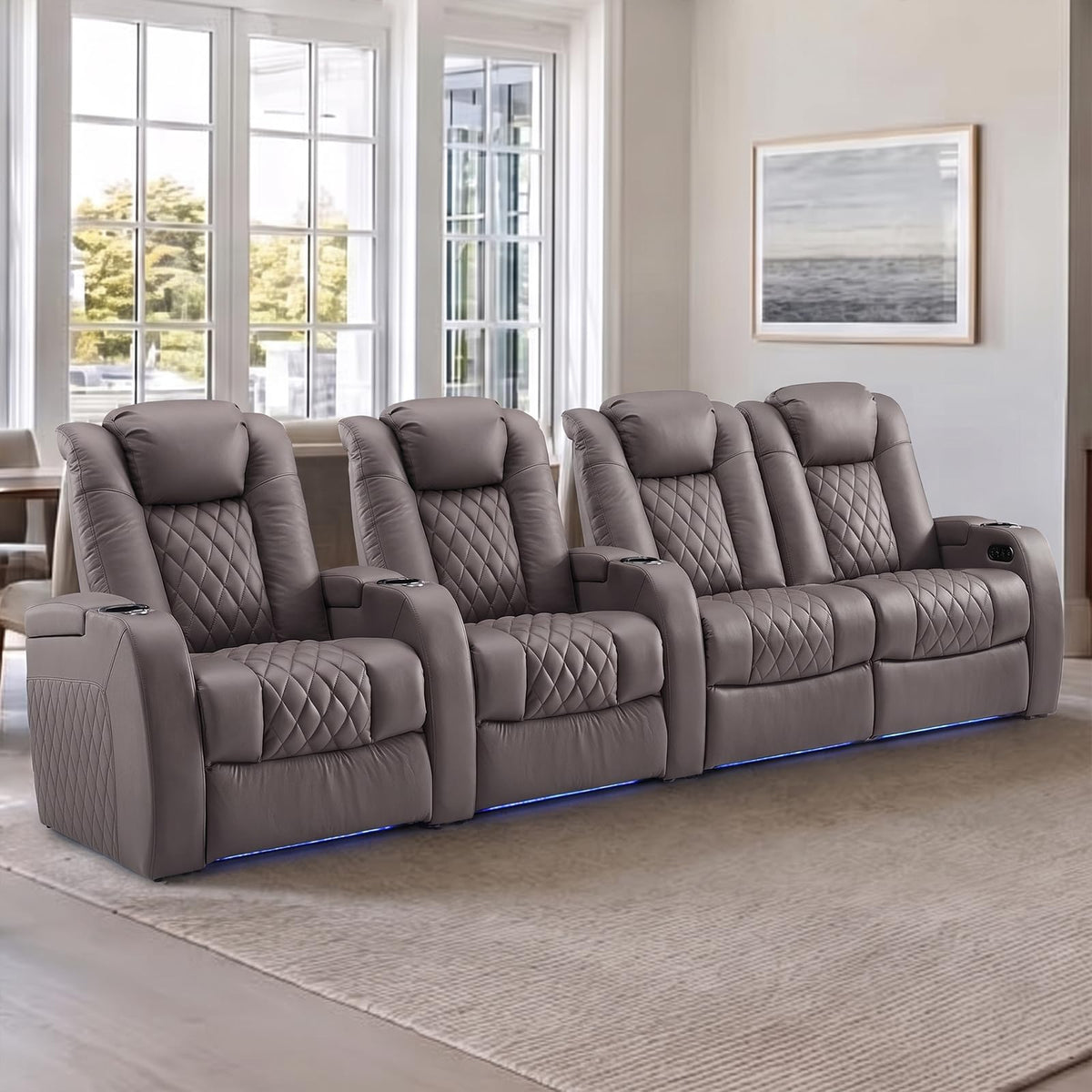 Weilianda Power Reclining Sofa for Living Room, Grey
