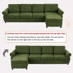 106.5" Pull Out Sofa Bed,L Shaped Modular 4 Seater Couch,2-in-1 Sofa Bed,Wireless Charging, USB Charging Ports,Memory Foam Mattress,Storage Space (Green)
