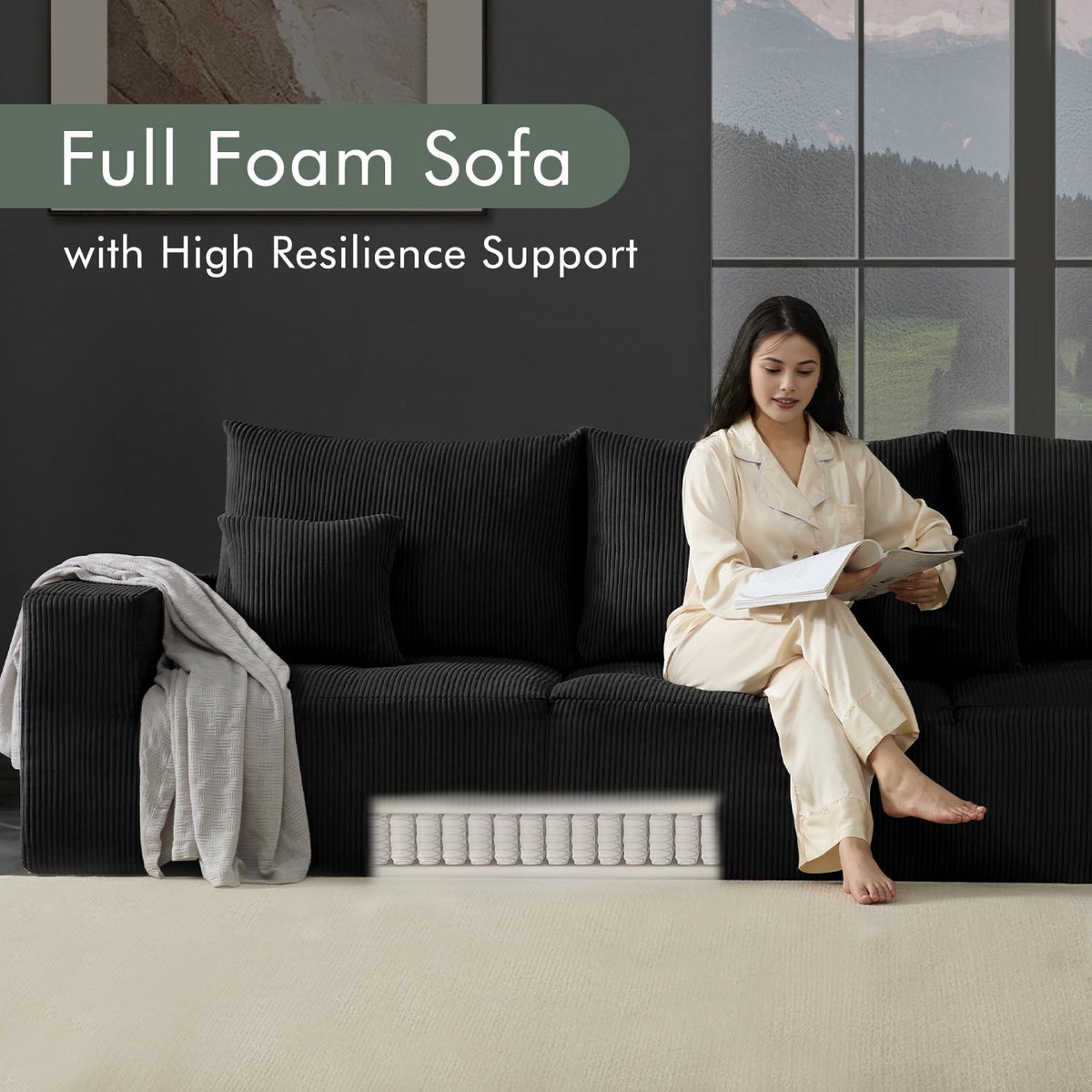 113" Modular Sectional Sofa Bed Boneless Sofa Couches for Living Room