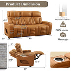 Zero Gravity Power Reclining Sofa Adjustable Headrest & 7 Colors LED Lighting, Power Recliner Sofa with Reading Lighting, Armrest Storage for Home Theater, RV