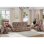 EBELLO 2 Piece Reclining Living Room Set, Soft Fabric Recliner Sofa Furniture Set, Included Power Lift Recliner Chair with Massage and Heat and 3 Seat Sofa, Dark Greenish-Grey