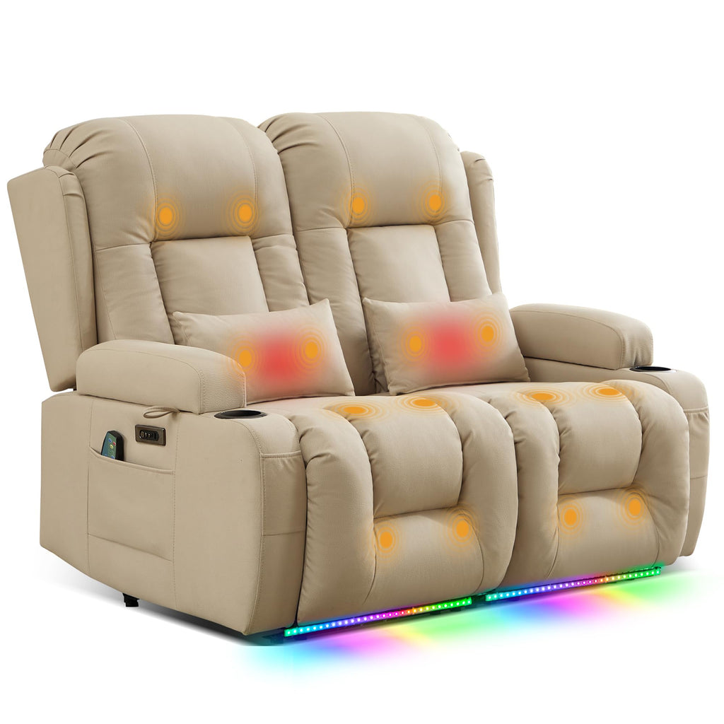 TUNYI Power Loveseat Recliner Sofa with Massage & Heat