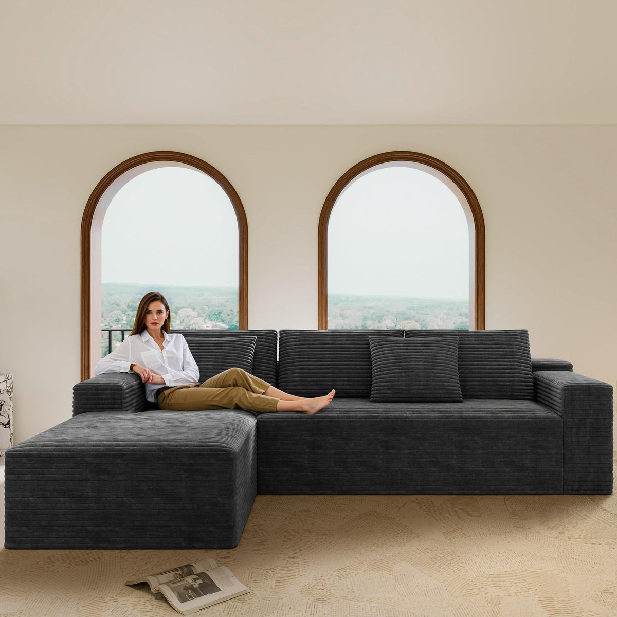 100.39" Modular Sectional Sofa with Flexible Layout, No Assembly Required