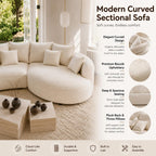 124.8" Modern Curved Sectional Sofa with Chaise, Upholstery Boucle Sofa with Pillows,Sectional Couch for Living Room - (Beige,Right Hand Facing)