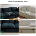 WJShome Cloud Couch Modular Sectional Sofa,118" Oversized V Shaped Sofa with Storage Ottoman for Living Room,Plush 6 Seater Convertible Sectional Couch,Covers Washable&Replaceable,Black