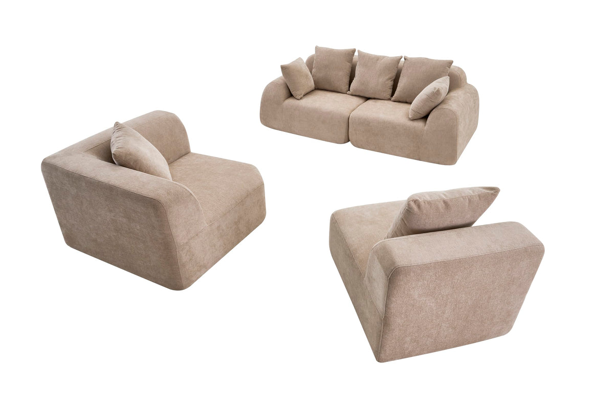 118” Oversized Cloud Sectional Couch with L-Shape Chaise,Velvet Curved Modern Modular Sofa with Deep Seat, Boneless Upholstered Couches for Living Room Bedroom,No Assembly Required,Beige