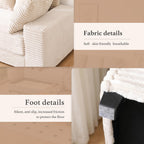 108.6" Sectional Sofa, Thickened Corduroy Sectional Couches for Living Room,Comfortable L Shaped Chaise Sectional Sofa with Storage Ottoman,Eight Throw Pillows,Beige HN428