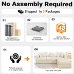 108" Convertible Folding Sofa Bed, L Shaped Modular Sectional Couchs with Fixed-Shape Frame, Corduroy Boneless Couch Bed, Cloud Mattress Sofa Sleeper Couch for Living Room (Beige, 108" W)