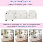 120.5" L-Shaped Modular Sectional Sofa with Cup Holders and 3 Removable Pillows Convertible Couch Bed with Pull-Out Bed and Ample Storage Space for Living Room Bedroom, White