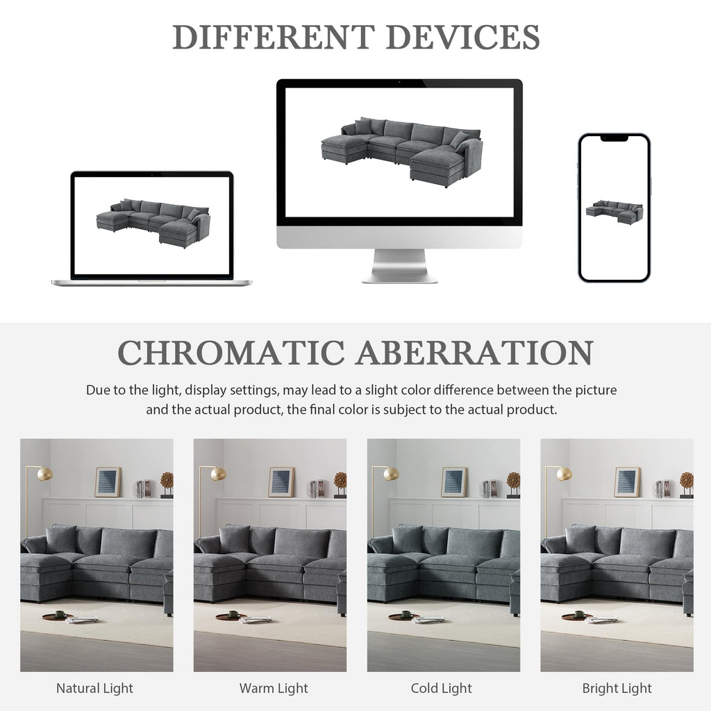 [NEW SKU of N723S1687B]136" Chenille Modular Sectional Sofa with Deep and