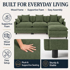 108" Modular Sectional Sofa with Ottoman, Chenille, Green