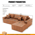 108" L-Shaped Modular Boneless Couch for Living Room,Faux Leather Sofa Bed