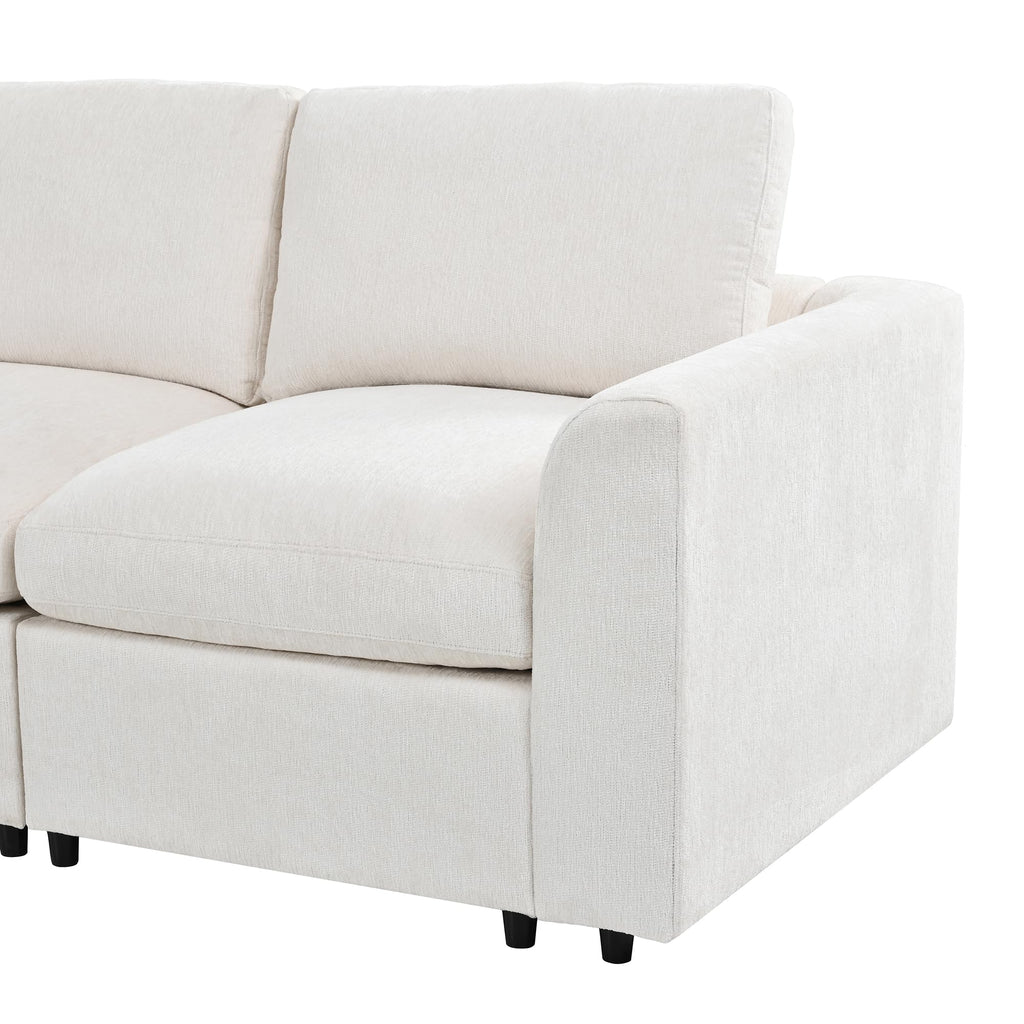 130" L-Shaped Modular Sectional Sofa Modern Deep Seat Cloud Couch for 5, Oversized Chenille Fabric Cloud Sectional Couches with 1 Ottoman Chaise, Higher Seater (21.7 inch)