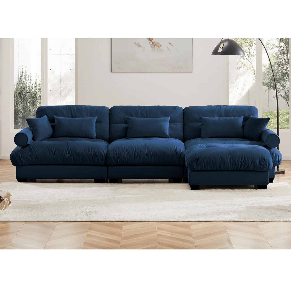 U Shaped Cloud Couches for Living Room Modular Sectional Sofa with Ottomans