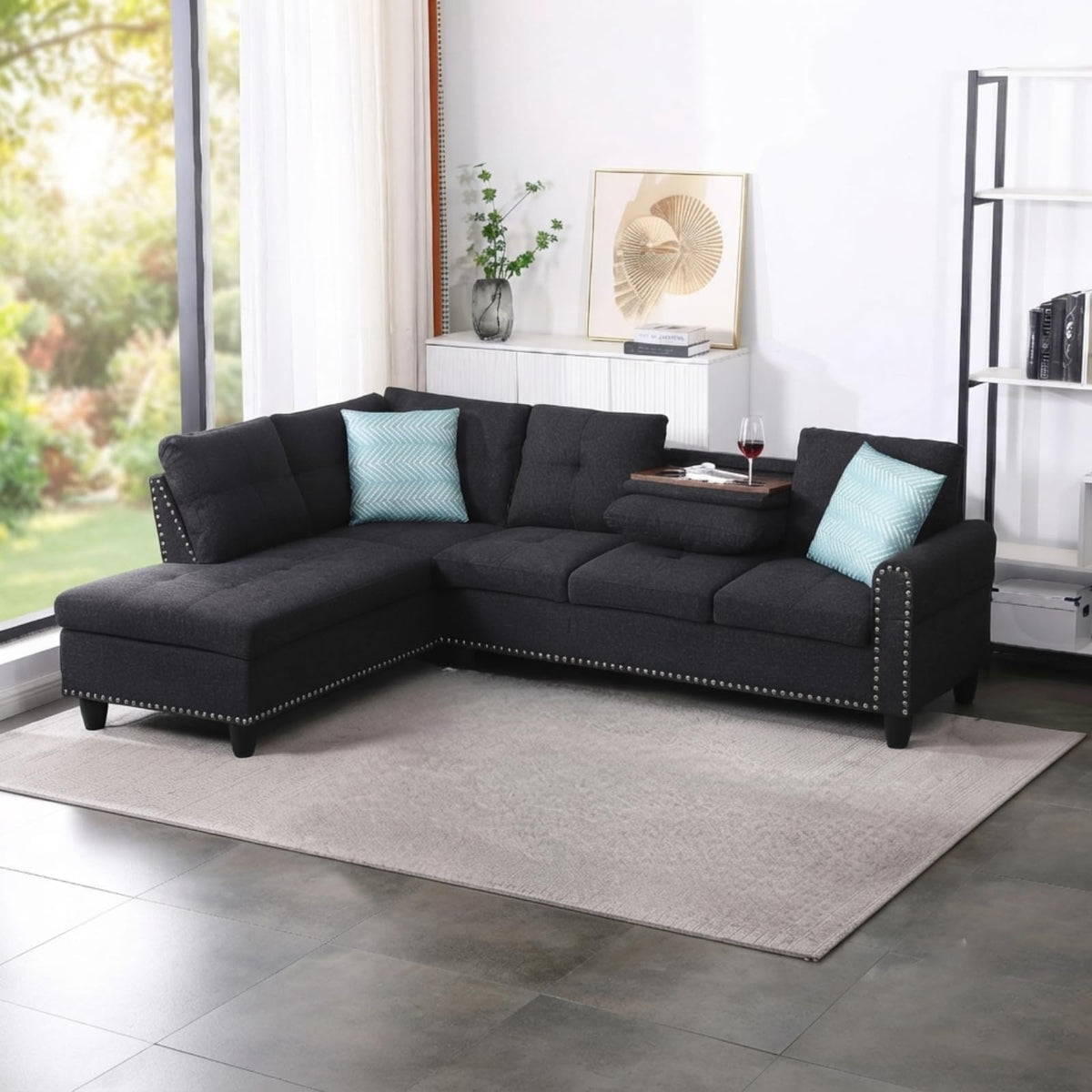 Wakefit 98" Sectional Sofa Couch for Living Room