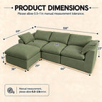 108" Cloud Sectional Couches for Living Room with Ottoman,Green