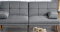 Tidyard Blue Grey Polyfiber Adjustable Tufted Sofa with Solid Wood Legs, Convertible Couch for Living Room, Includes Extra Cushion, Modern Comfortable Design, Easy Assembly