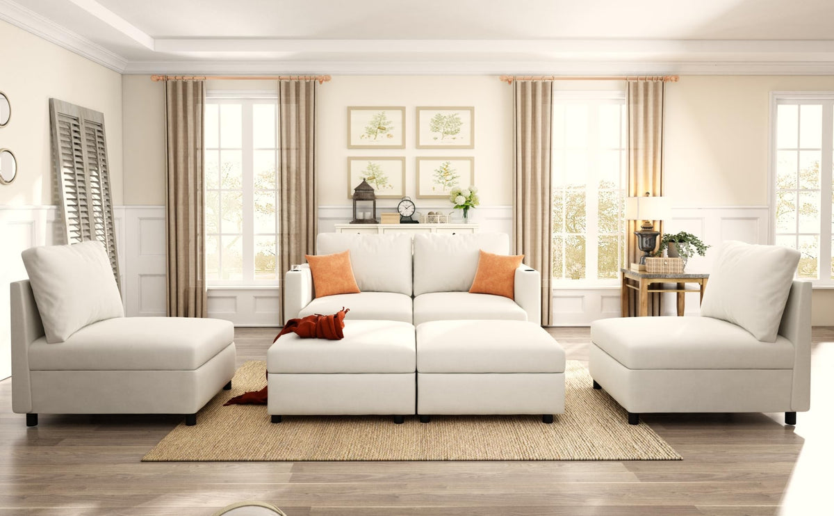 Tidyard Modern U-Shaped Sectional Sofa with Storage, 12? Chaise Couch for Living Room, Chenille Fabric, 6-Seater with Ottoman, Converts to Sofa Bed, Easy Assembly
