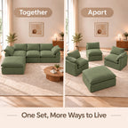 108" Cloud Sectional Couches for Living Room with Ottoman,Green