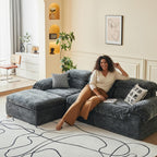 115.7" L Shaped Modular Sectional Sofa with Ottoman, Cloud Boneless Couch, Upholstered Sofa in a Box, Flexible Module Combination for Living Room, No Assembly, Grey