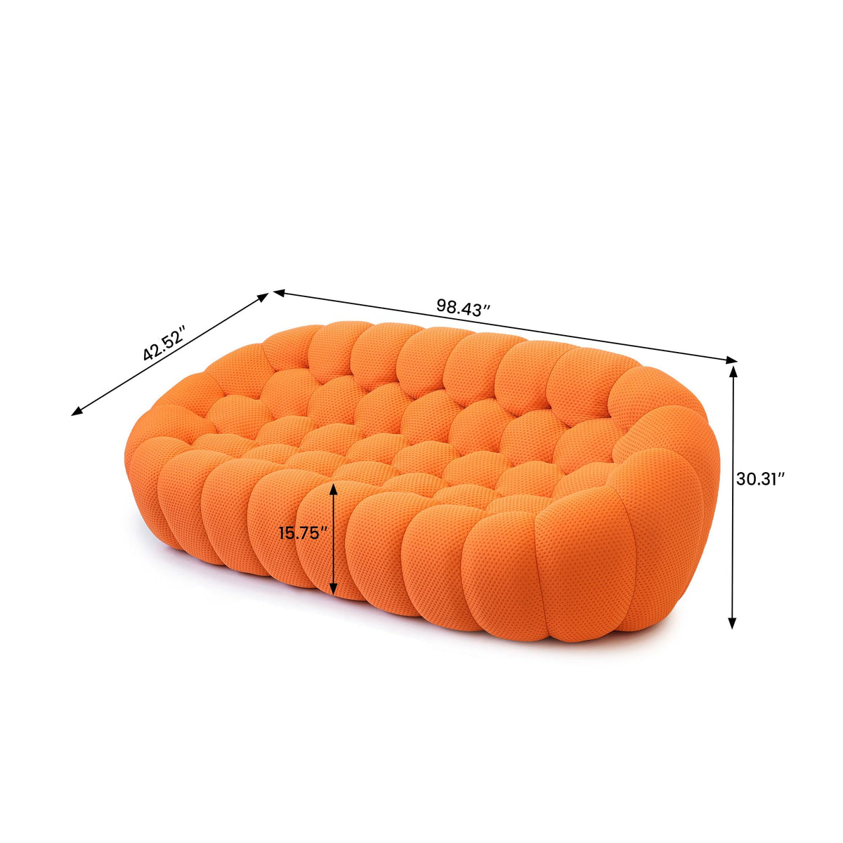 WJShome 98.43''Bubble Couch Large Seating,3D Honeycomb Shape Curved Couches,Deep Seat Floor Sofas Chair Lounge for Office,Apartment,No-Assembly,Orange