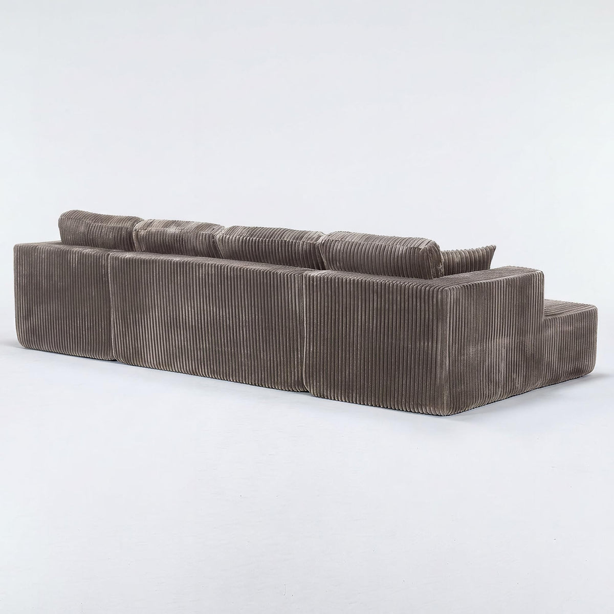 130-Inch U-Shaped Brown Cloud Sectional Couch Compressed Boneless Sectional Sofa with 2 Chaise Loungers