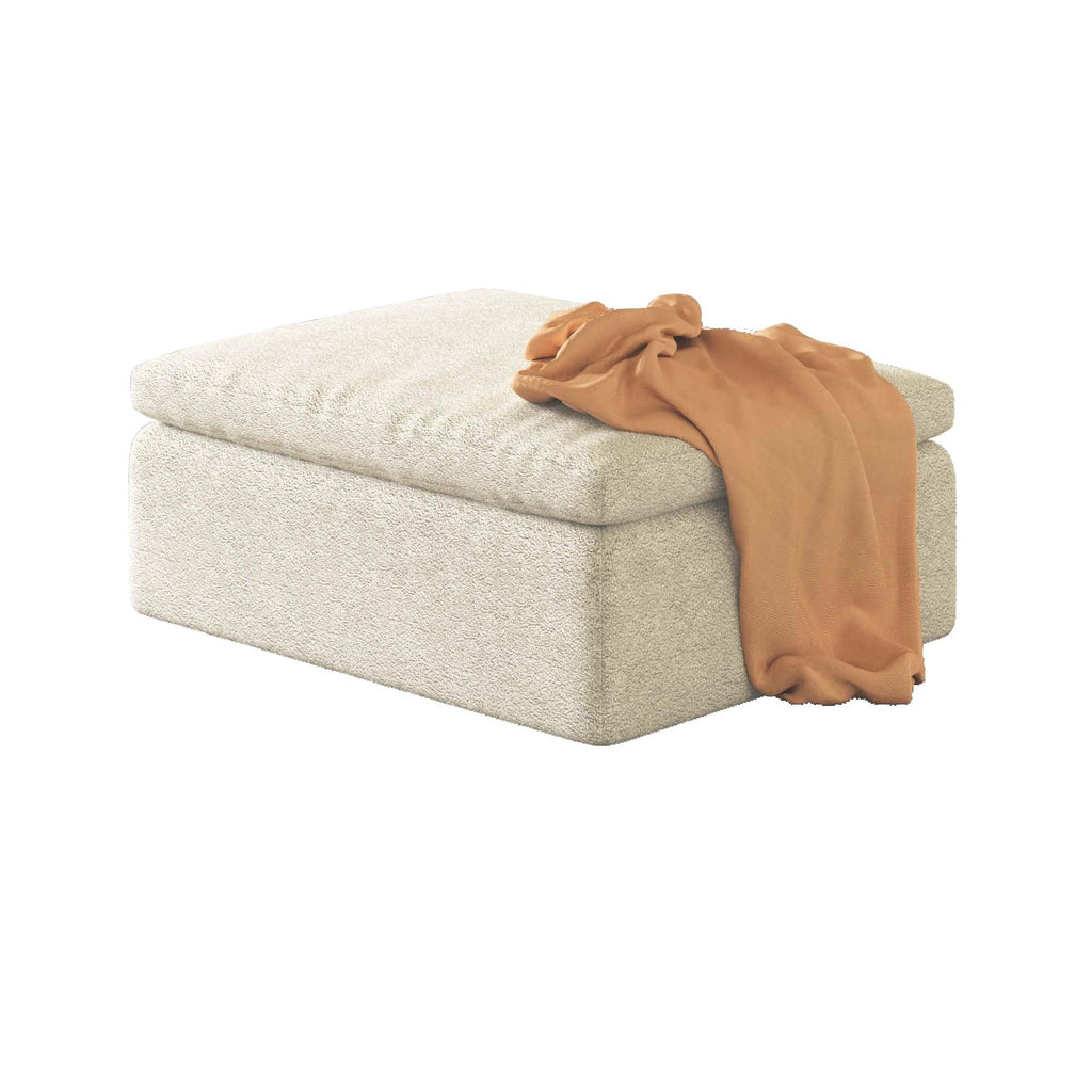 109" Oversized Modular Sectional Sofa L Shaped, Cloud Sectional Couch with Ottoman Deep Seat,Boneless Memory Foam Sofa for Living Room,Teddy Fleece Fabric, No Tools Assembly Required (Beige,1 Ottoman)