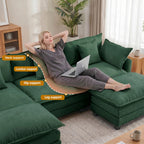 111" Modular Sectional Cloud Sofa Couch with 2 Ottomans for Living Room